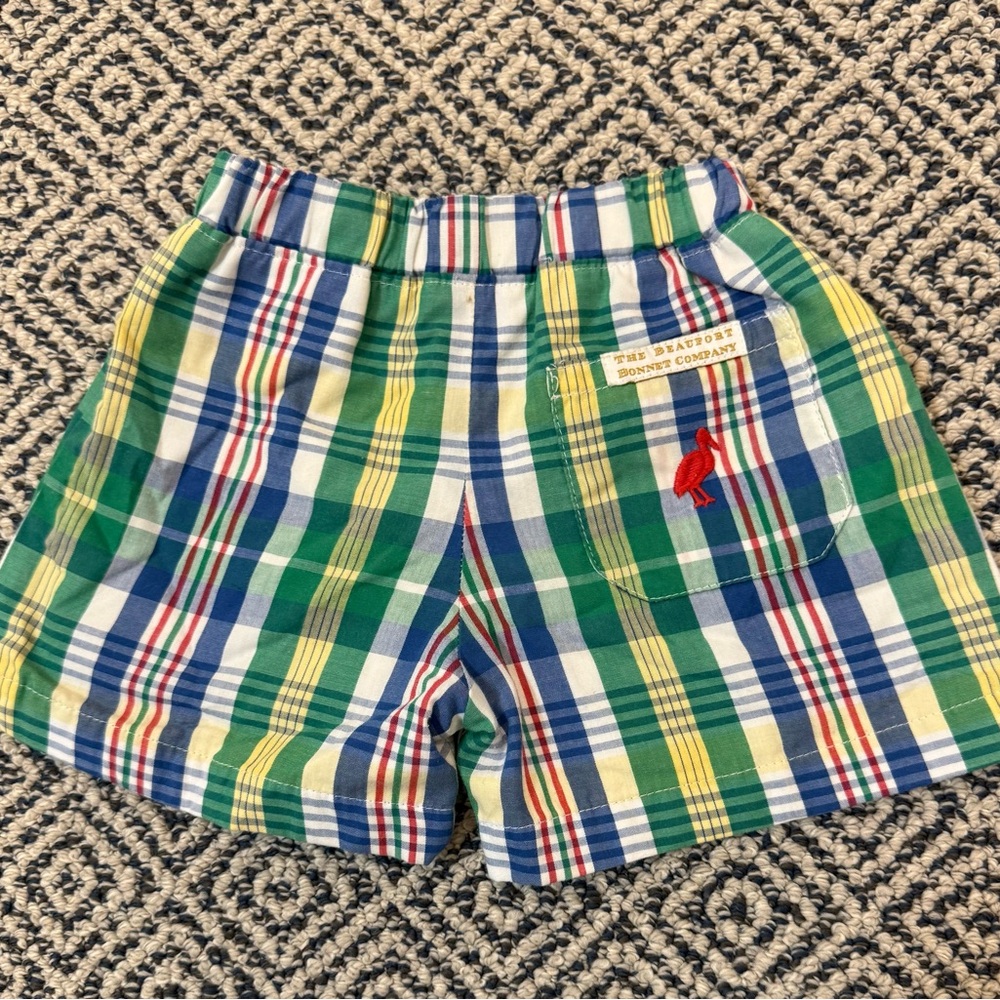 🎉 GUC 🎉 TBBC 2T Green Blue Yellow Plaid Shorts - Picture 4 of 5